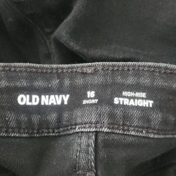 Old Navy Women's Size 16 Short Black High Rise Straight Jeans - Picture 5 of 6